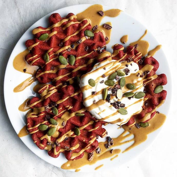 Coconut Beet Waffles
